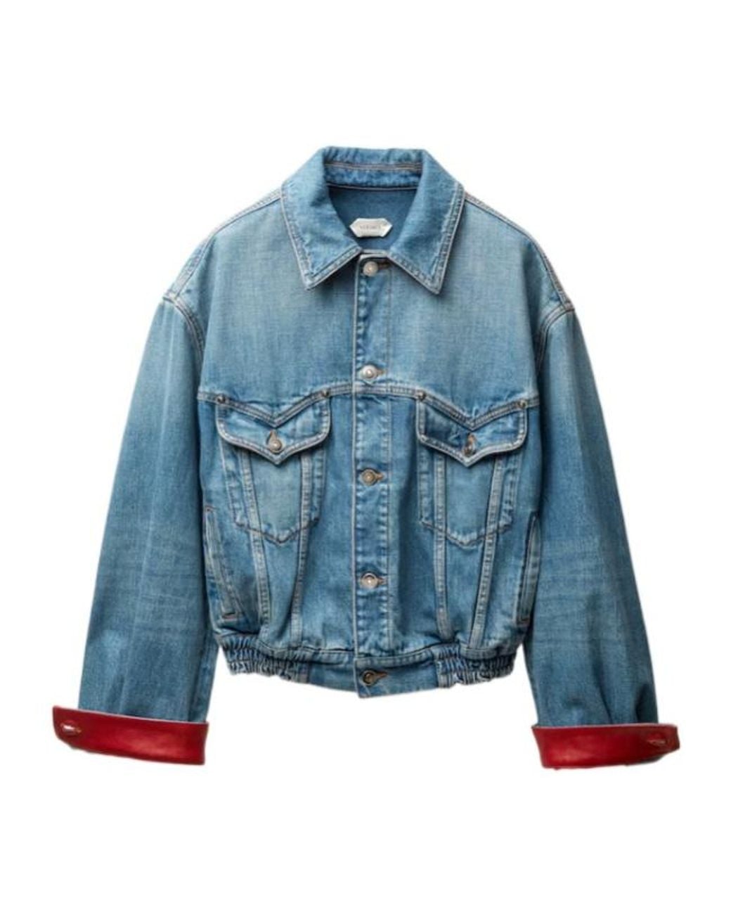 Versace Blue Cropped Button-Up Denim Jacket