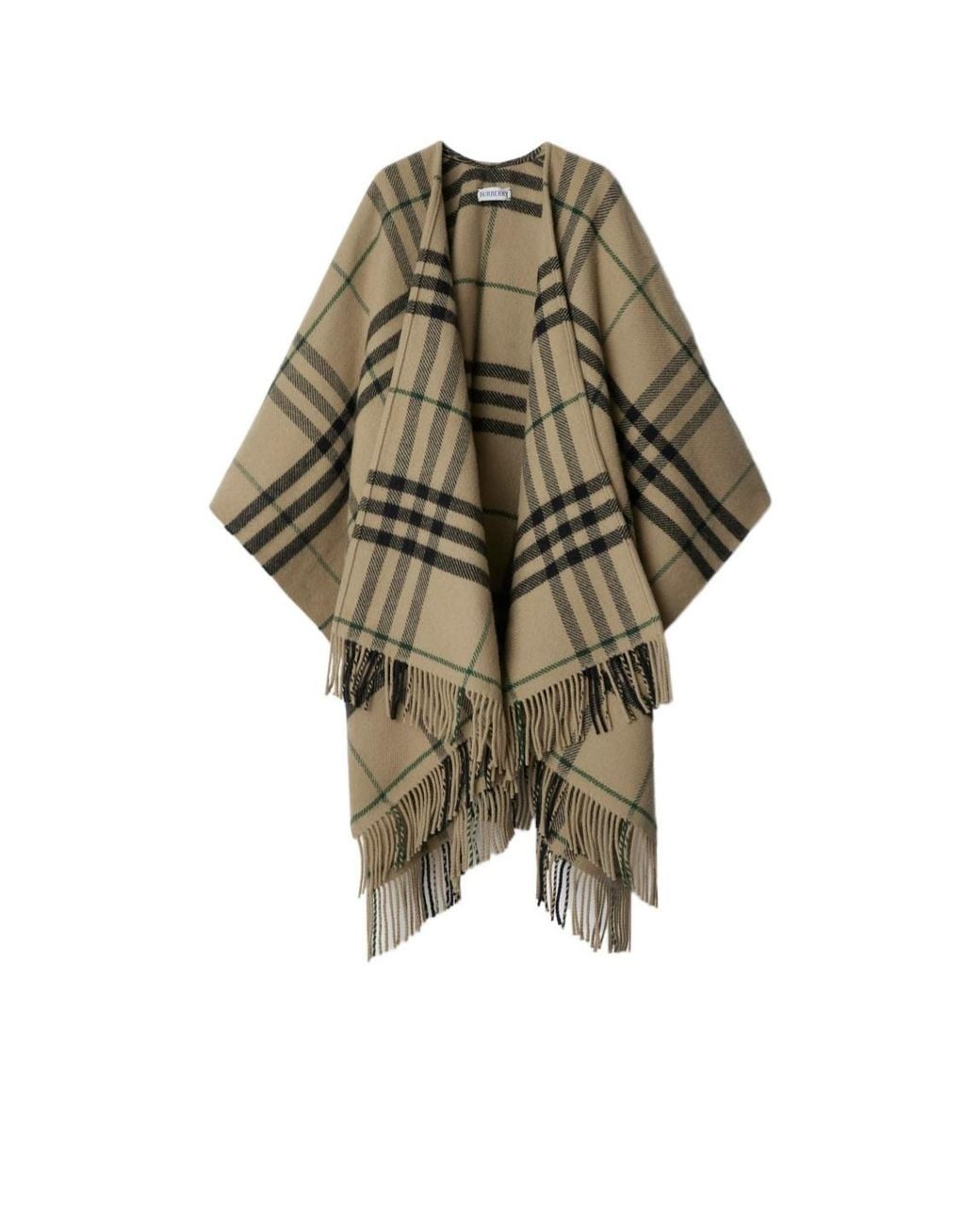Burberry Multicolor Checkered Fringed-Edge Cape