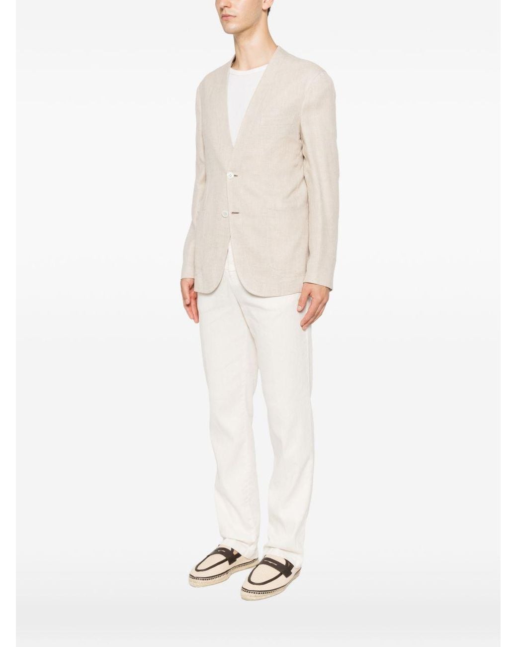 Brioni Natural Linen, Wool And Silk Jardigan for men