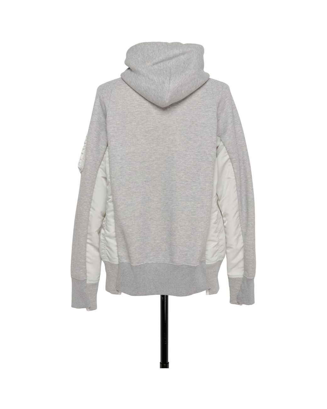 Sacai Gray Panelled Zip-Up Hoodie for men