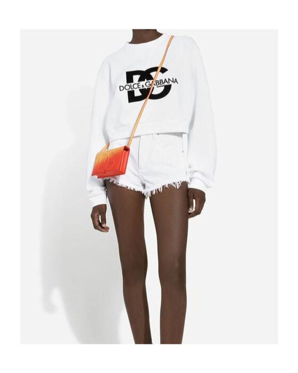 Dolce & Gabbana White Cotton Blend Logo Crewneck Sweatshirt