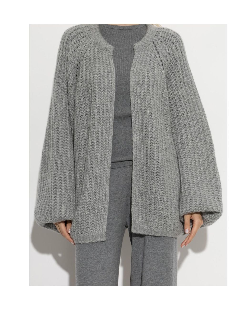 Lisa Yang Gray Thena Textured Knit Cardigan