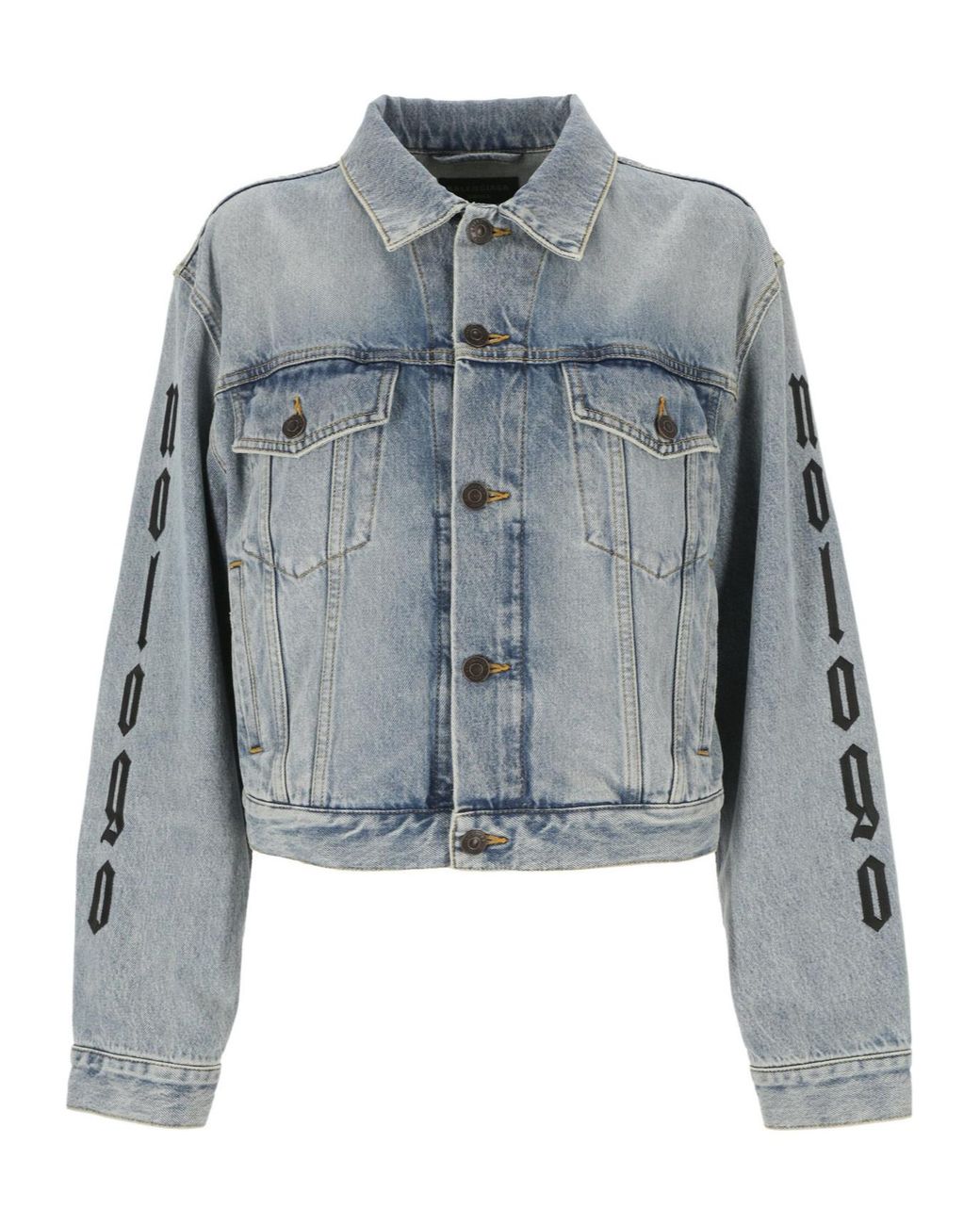Balenciaga Blue Nologo Printed Denim Jackets