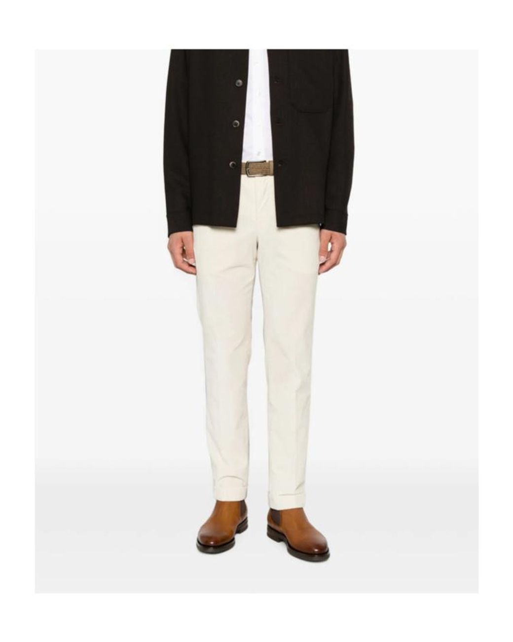 Pt Pantaloni Natural Casual Trousers With Belt Loops for men
