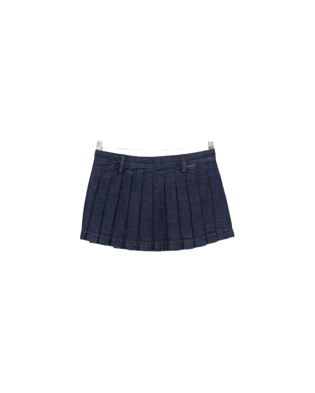 7 For All Mankind Blue Pleated Denim Mini Skirt