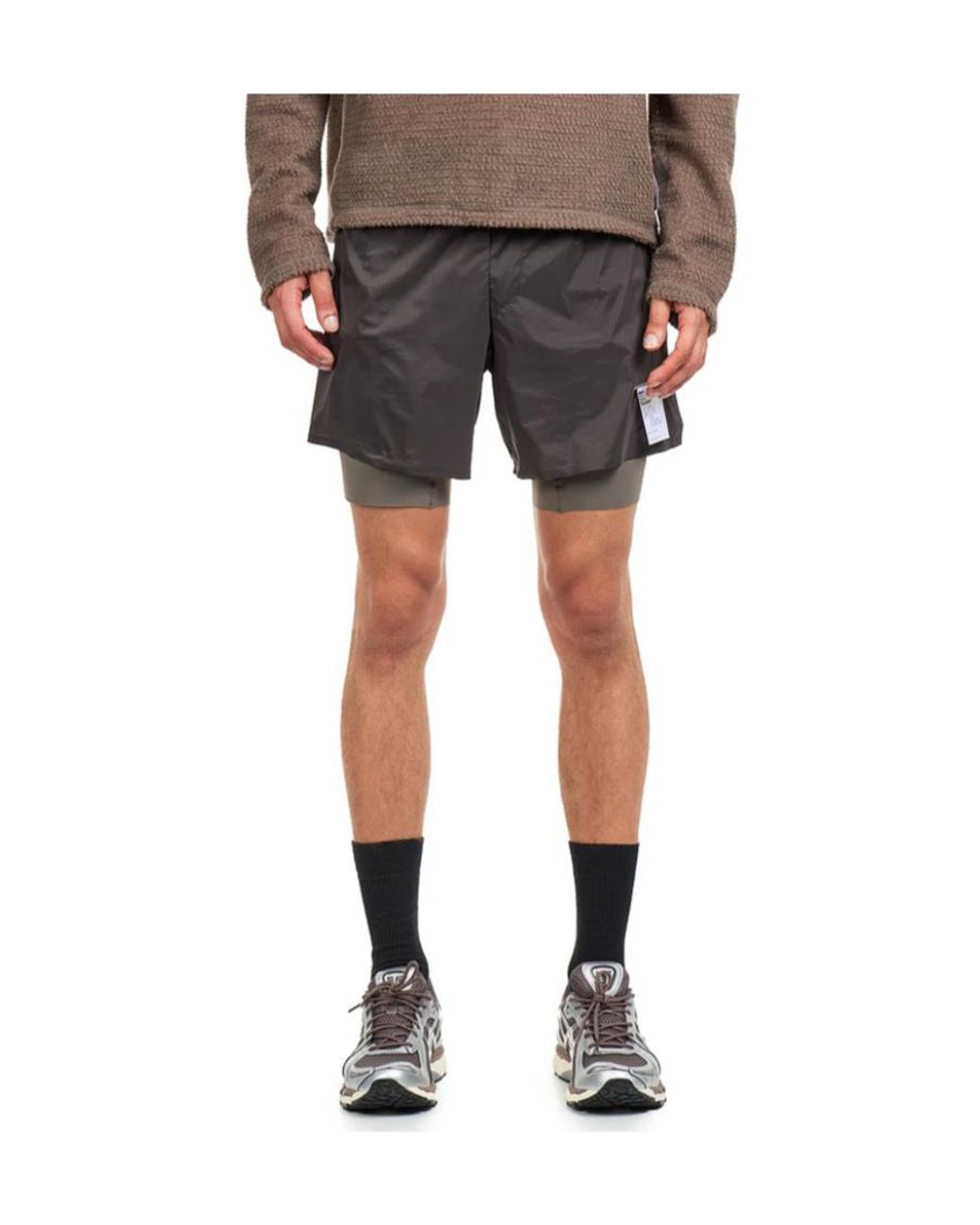 Satisfy Gray Techsilk 8' Layered Running Shorts for men