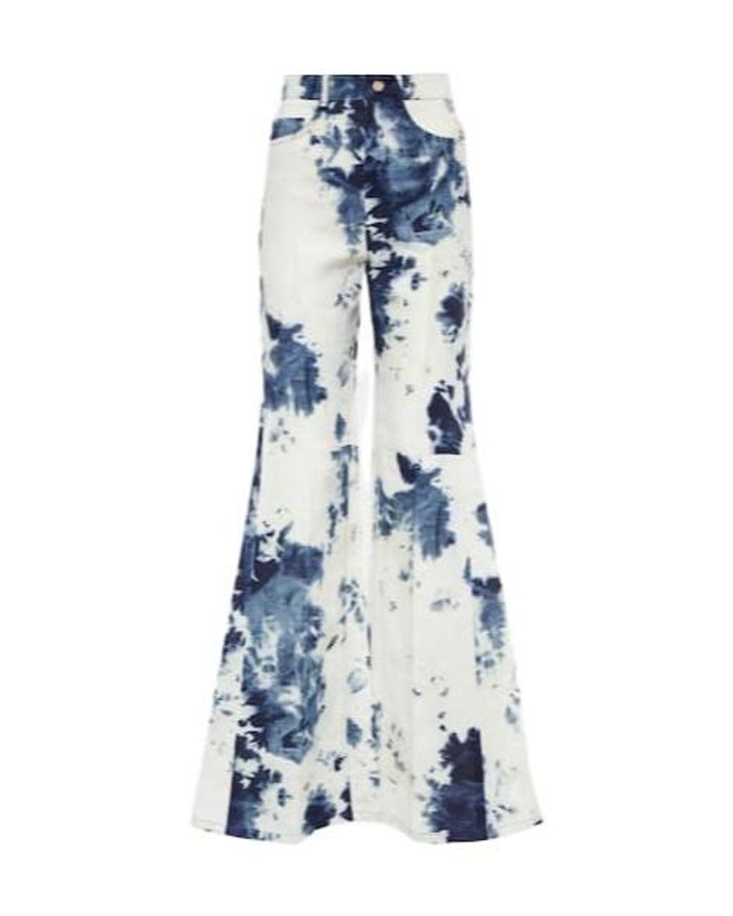 Chloé Blue Tie-Dye Linen Flared Pants