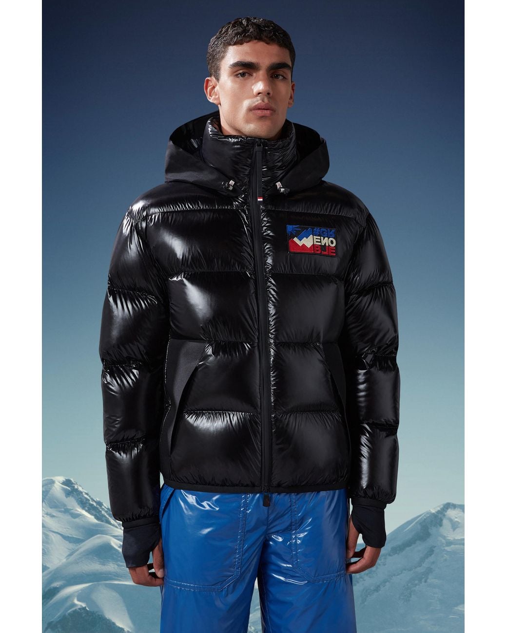 Moncler Black Grenoble Logo Patch Padded Down Jacket for men