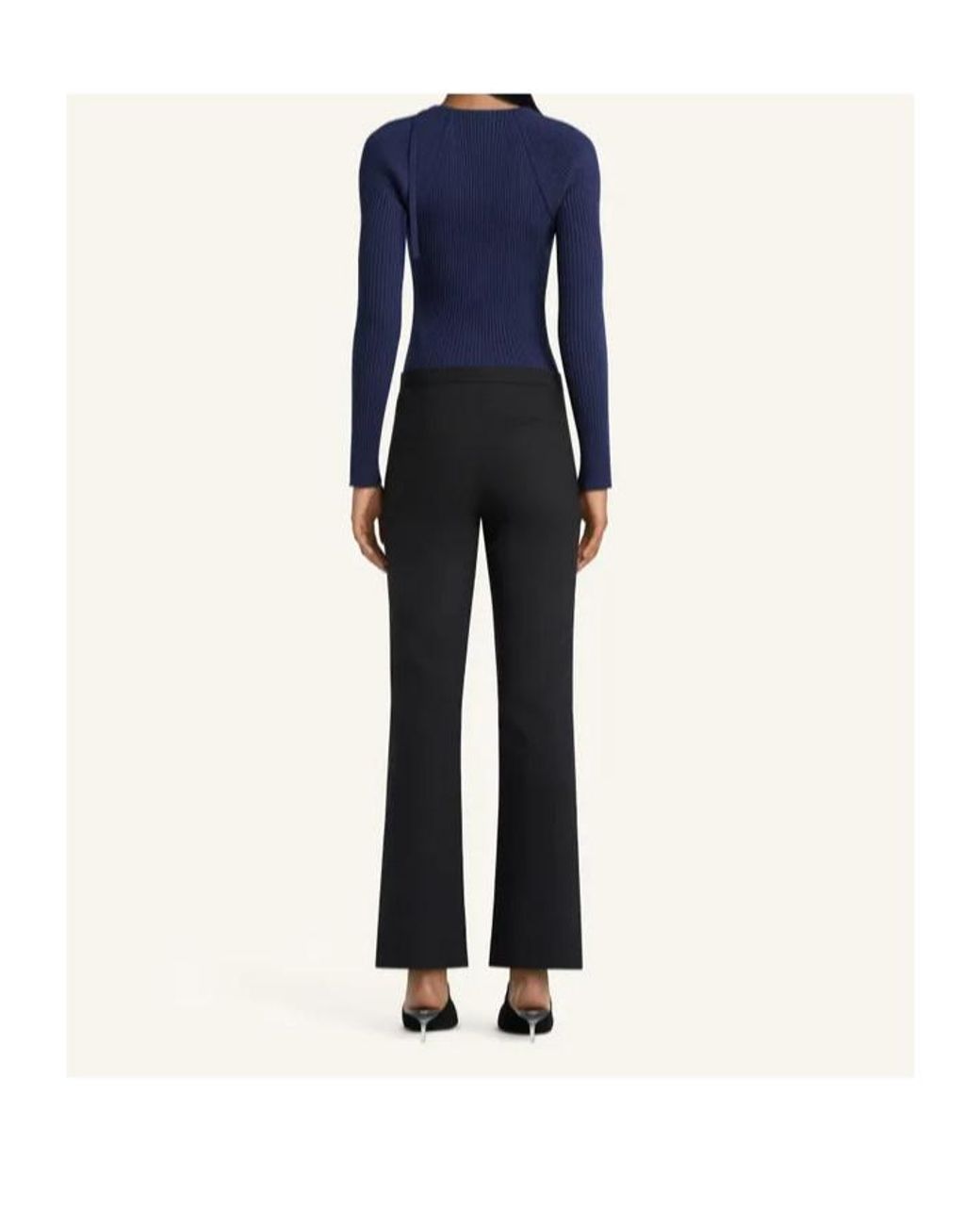 Courreges Blue Ribbed-Knit Cut-Out T-Shirt