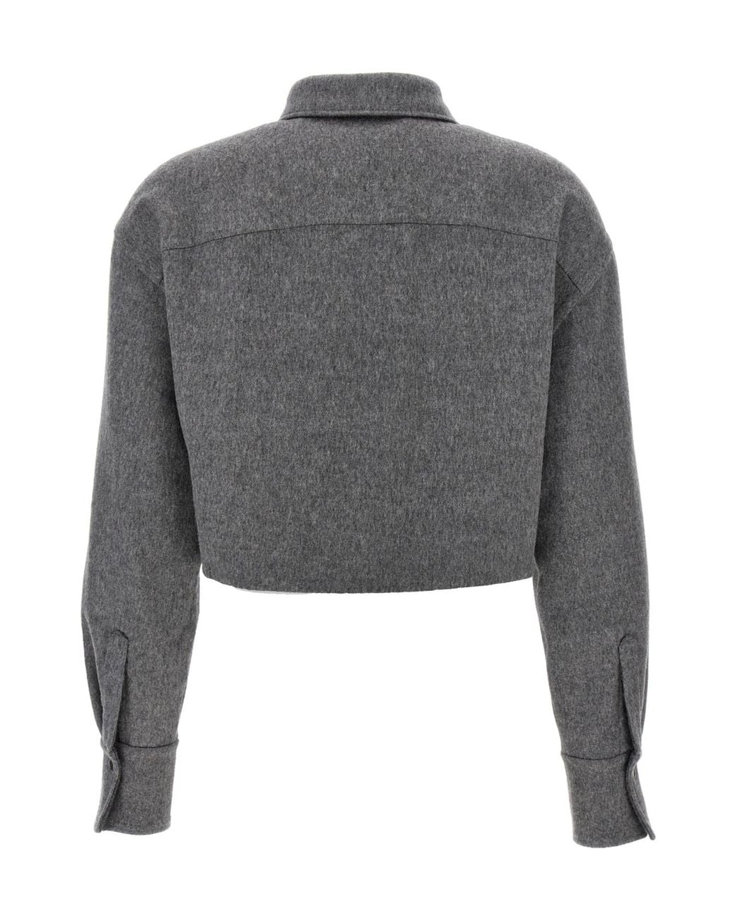 Brunello Cucinelli Gray Long Sleeved Cropped Shirt