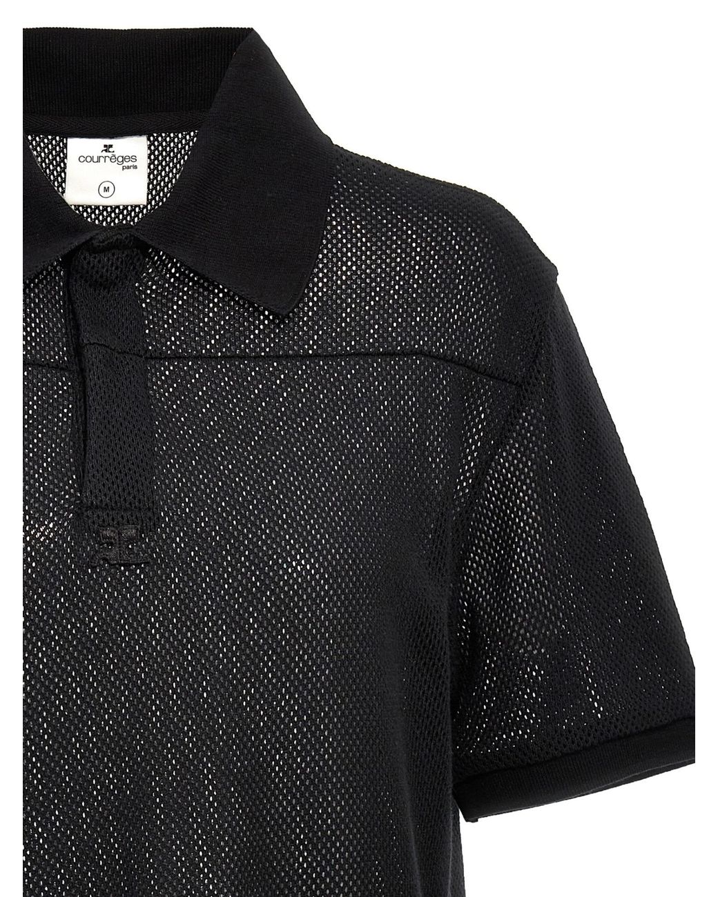 Courreges Black Courrèges Ac Mesh Short-Sleeved Polo Shirt for men