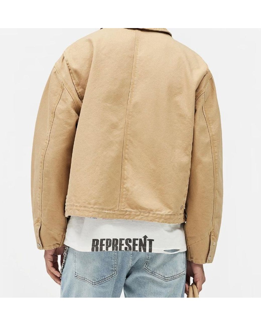 Represent Natural Boxy Zip-Up Worker Jacket for men