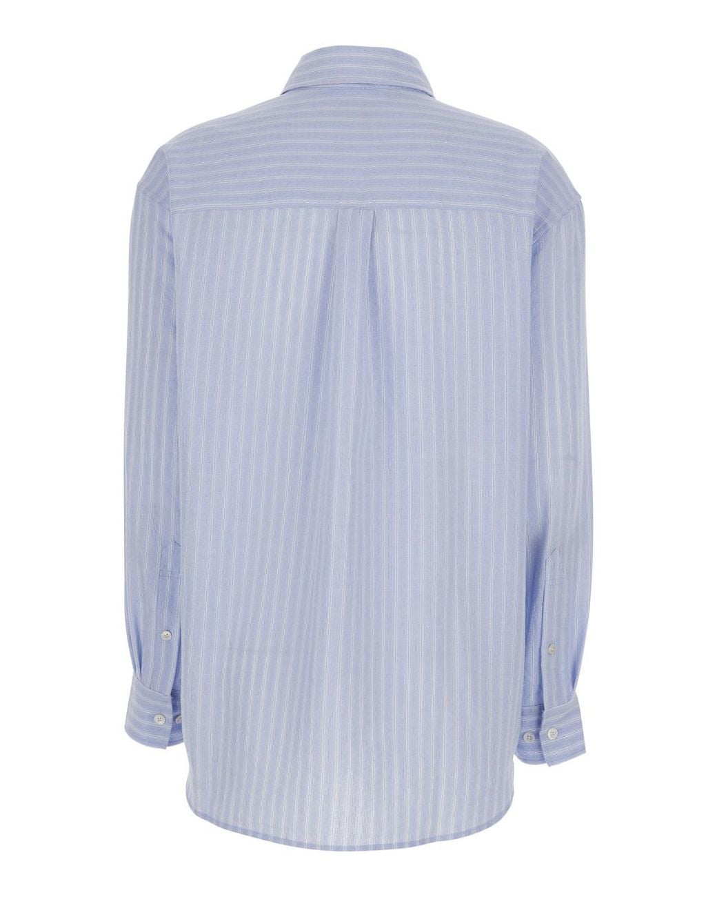 DUNST Blue Classic Striped Oversized Shirt for men