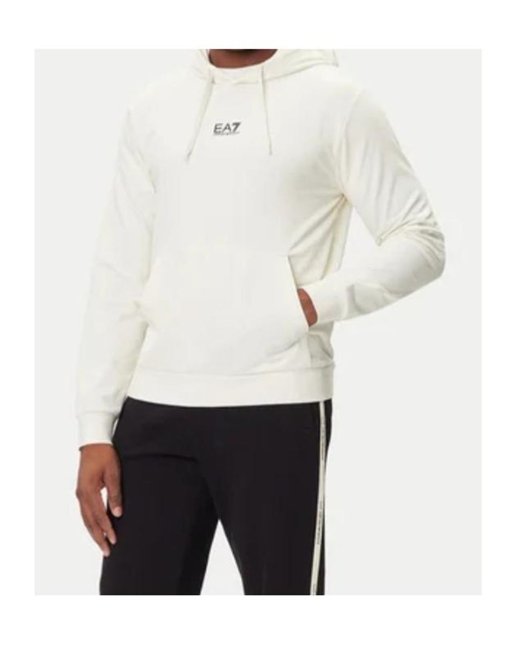 Emporio Armani White Logo-Print Hoodie for men