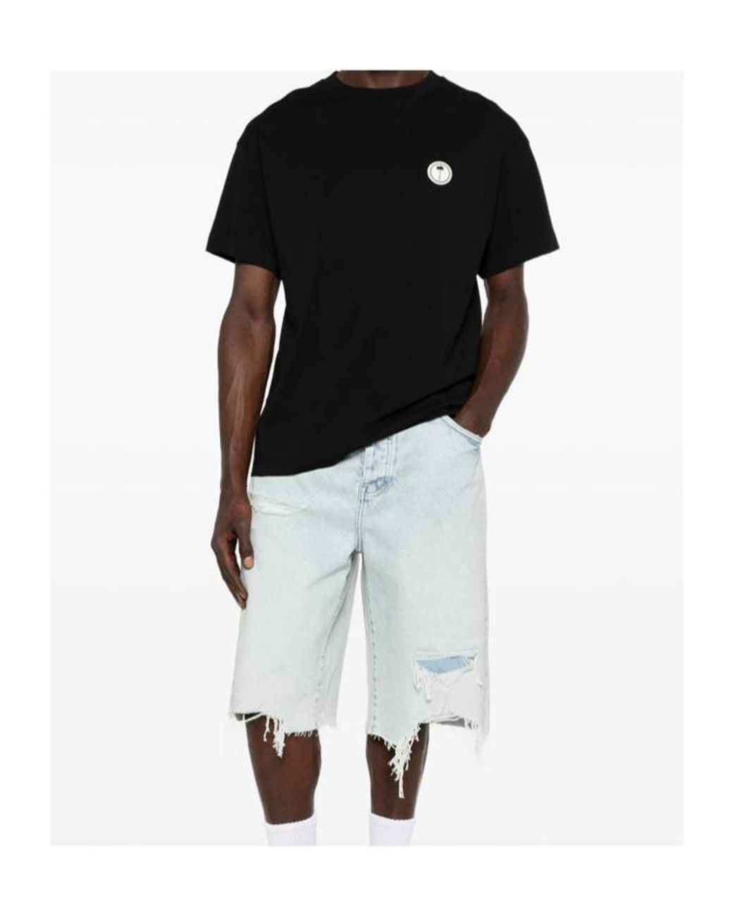 Palm Angels Black Logo-Patch T-Shirt for men
