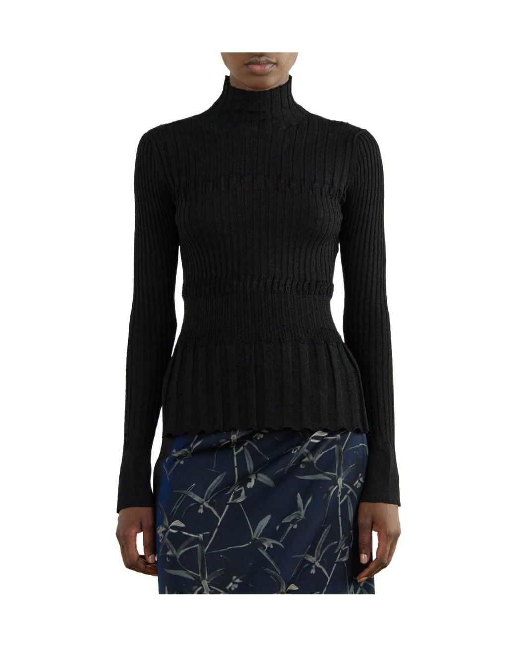 Proenza Schouler Black Wool-Blend Turtleneck Top
