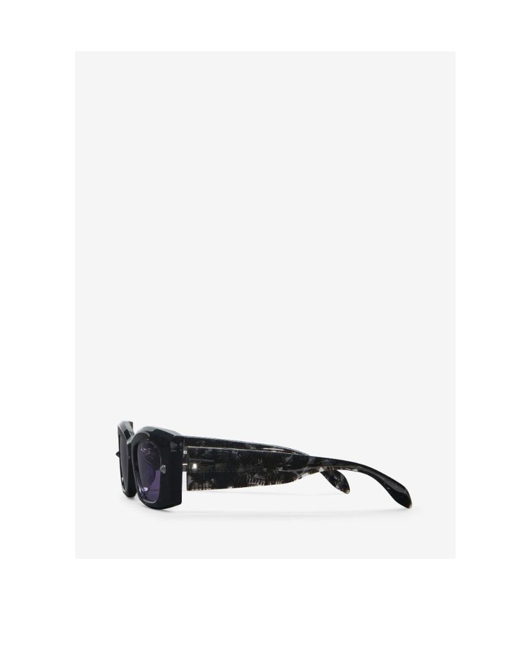McQueen White Eyewear Rectangle Frame Sunglasses
