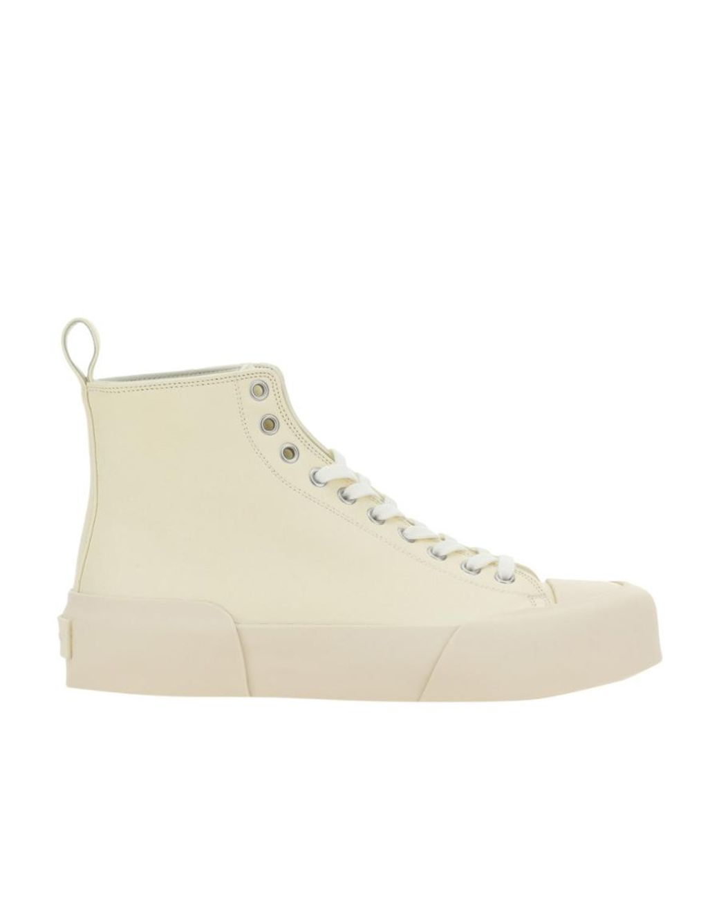 Jil Sander Natural Lace-Up High-Top Sneakers