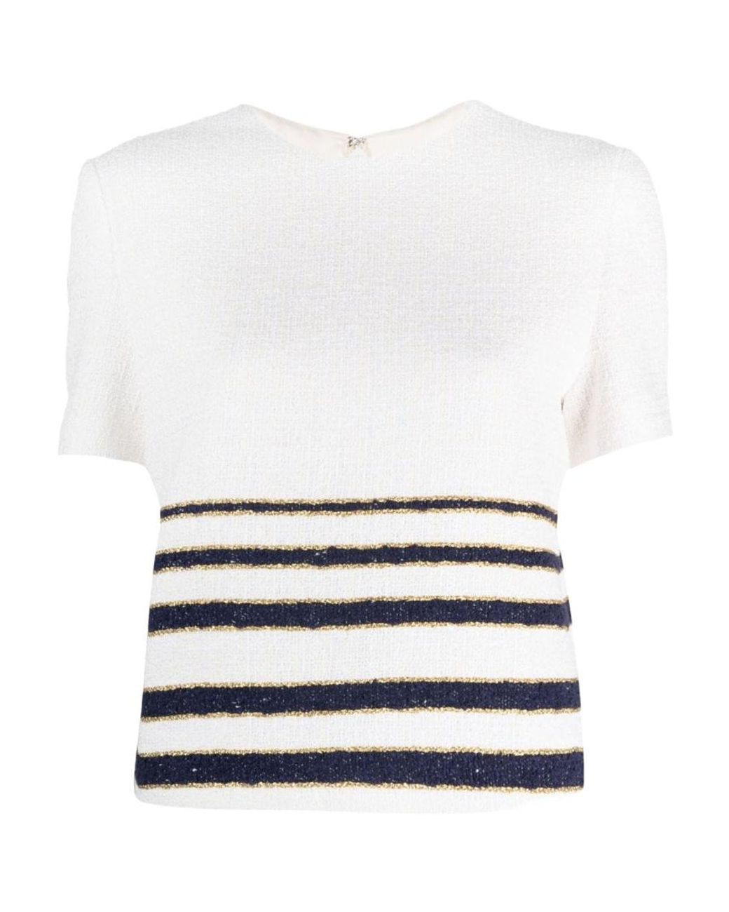 Valentino White Mariniere Striped Crewneck Top