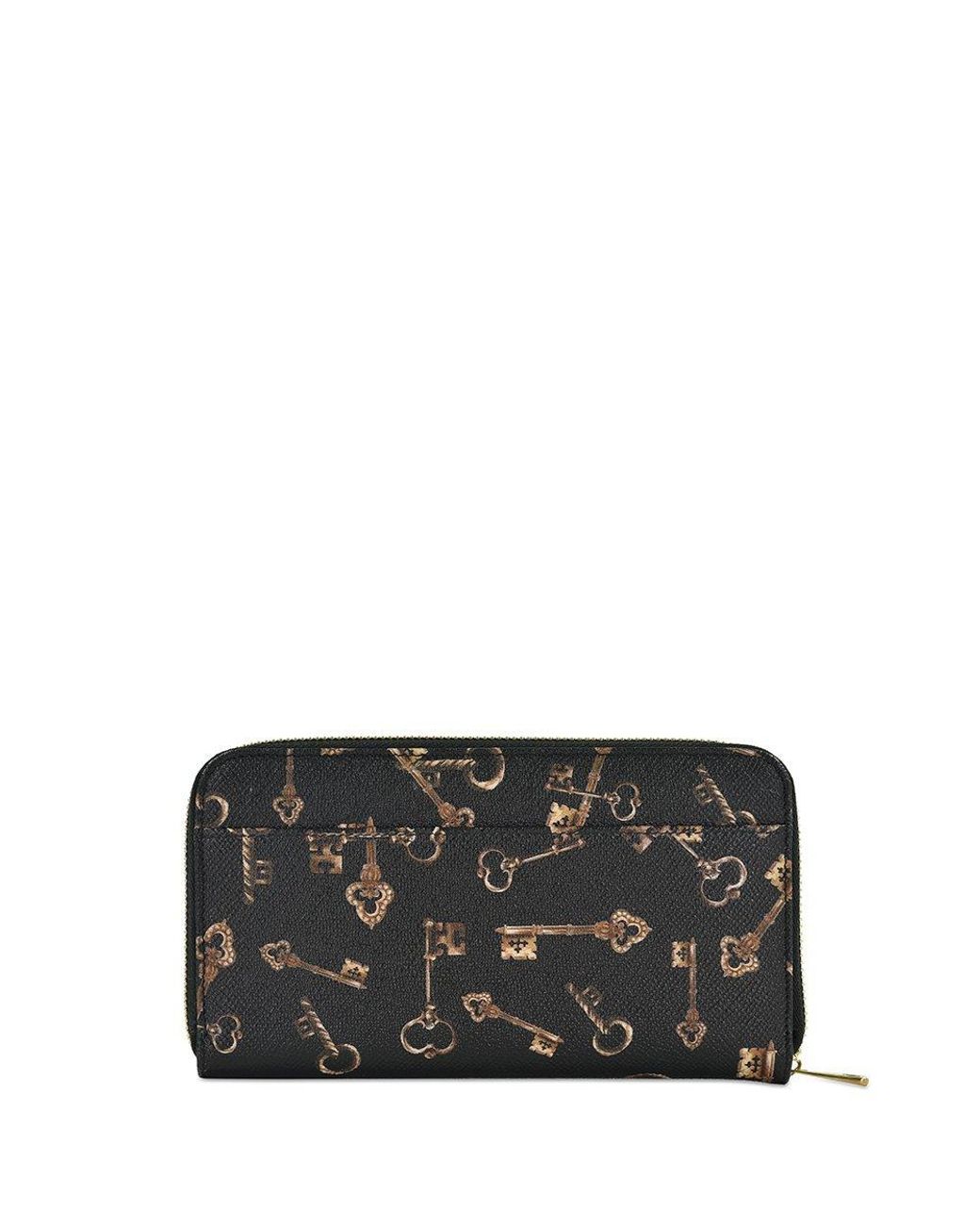 Dolce & Gabbana Black Printed Zipper Wallet