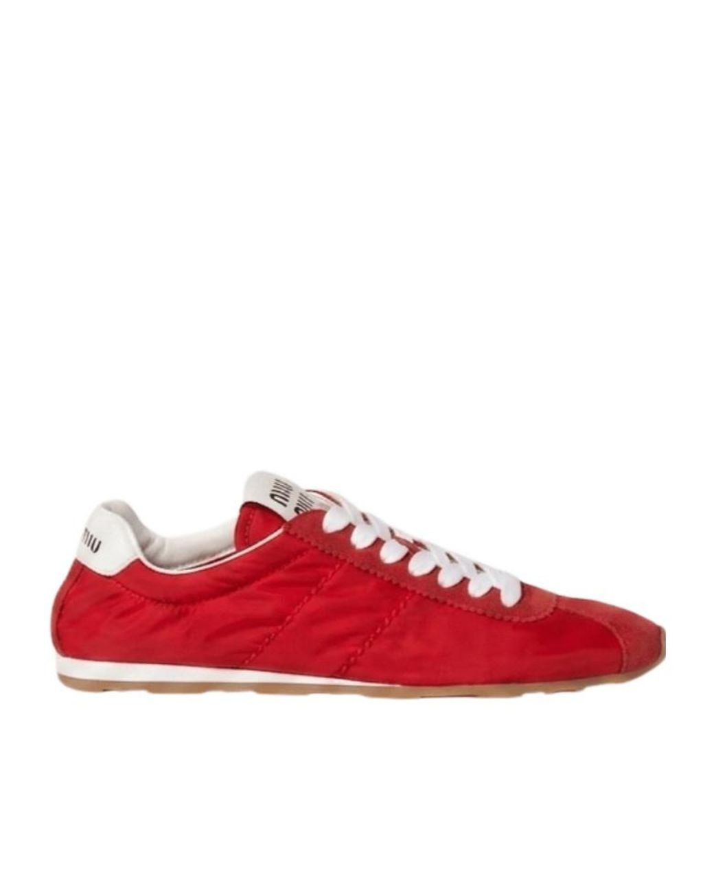 Miu Miu Red Lace-Up Sneakers