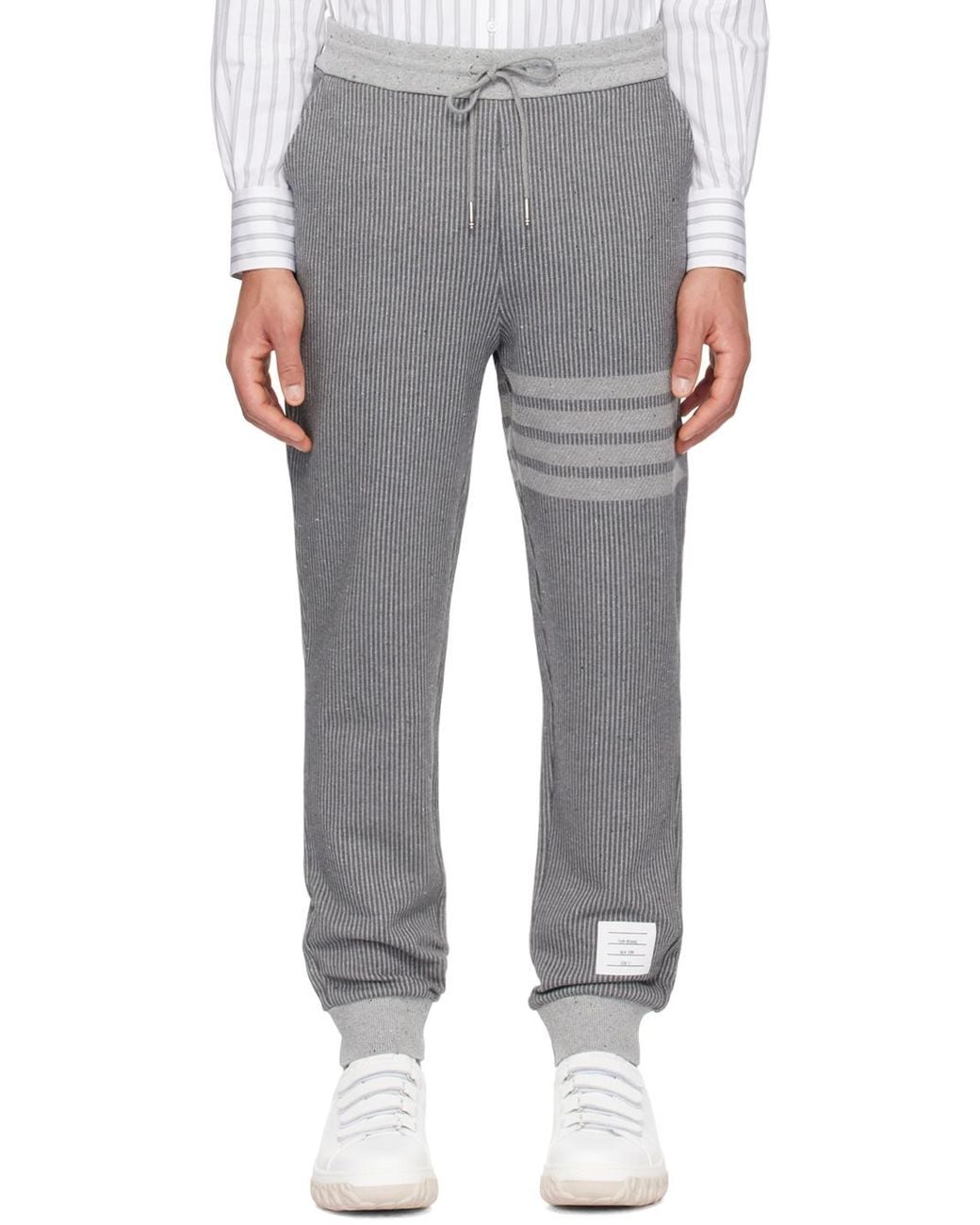Thom Browne Gray Drawstring Knitted Track Pants for men
