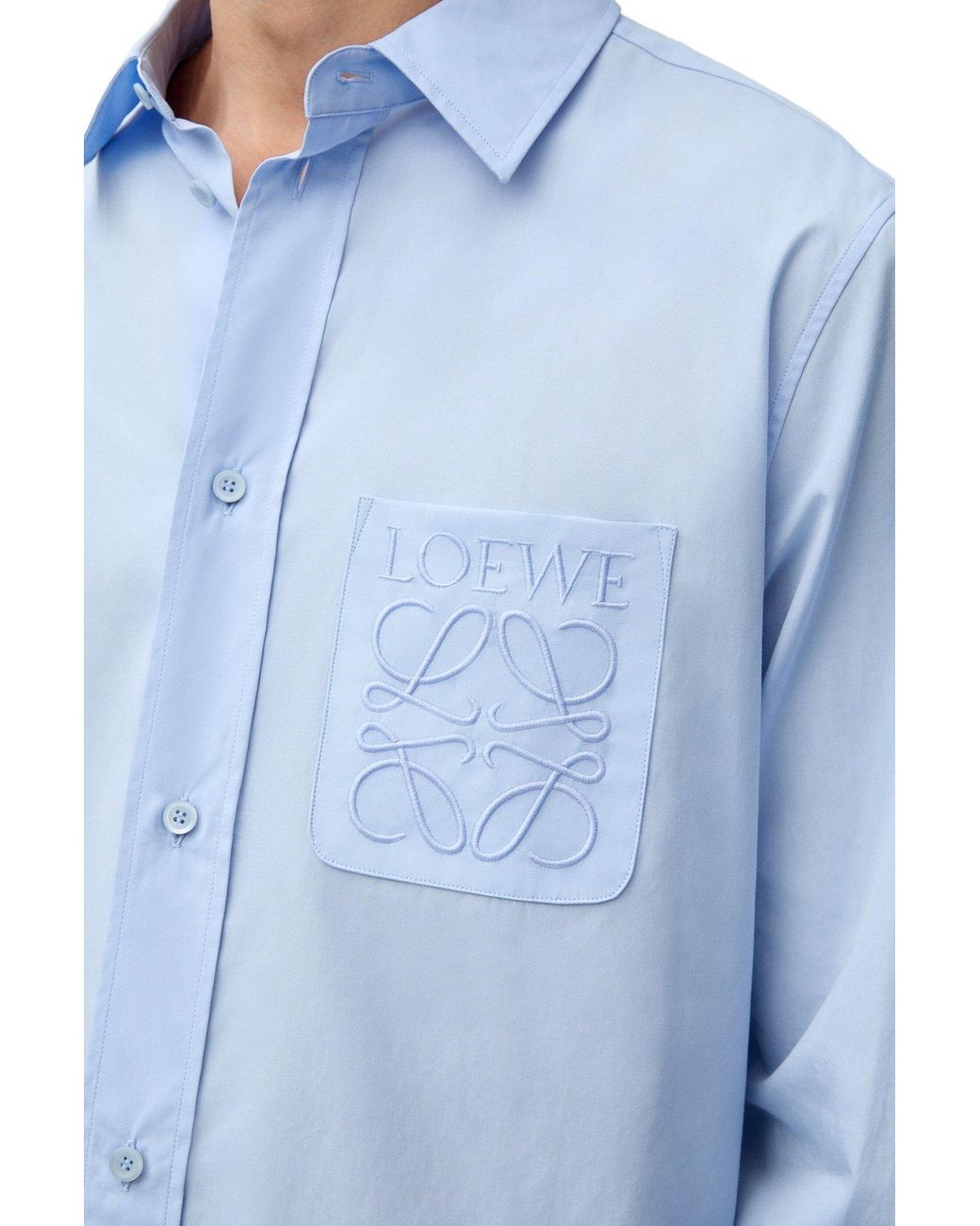 Loewe Blue Cotton-Blend Anagram Shirt for men