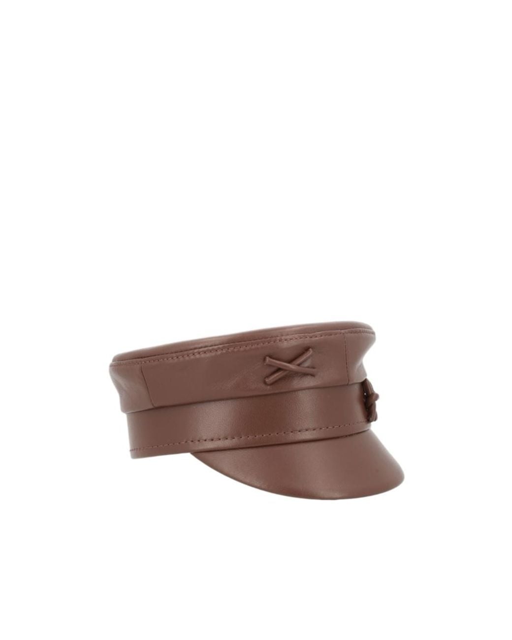 Ruslan Baginskiy Brown Leather Baker Boy Hat