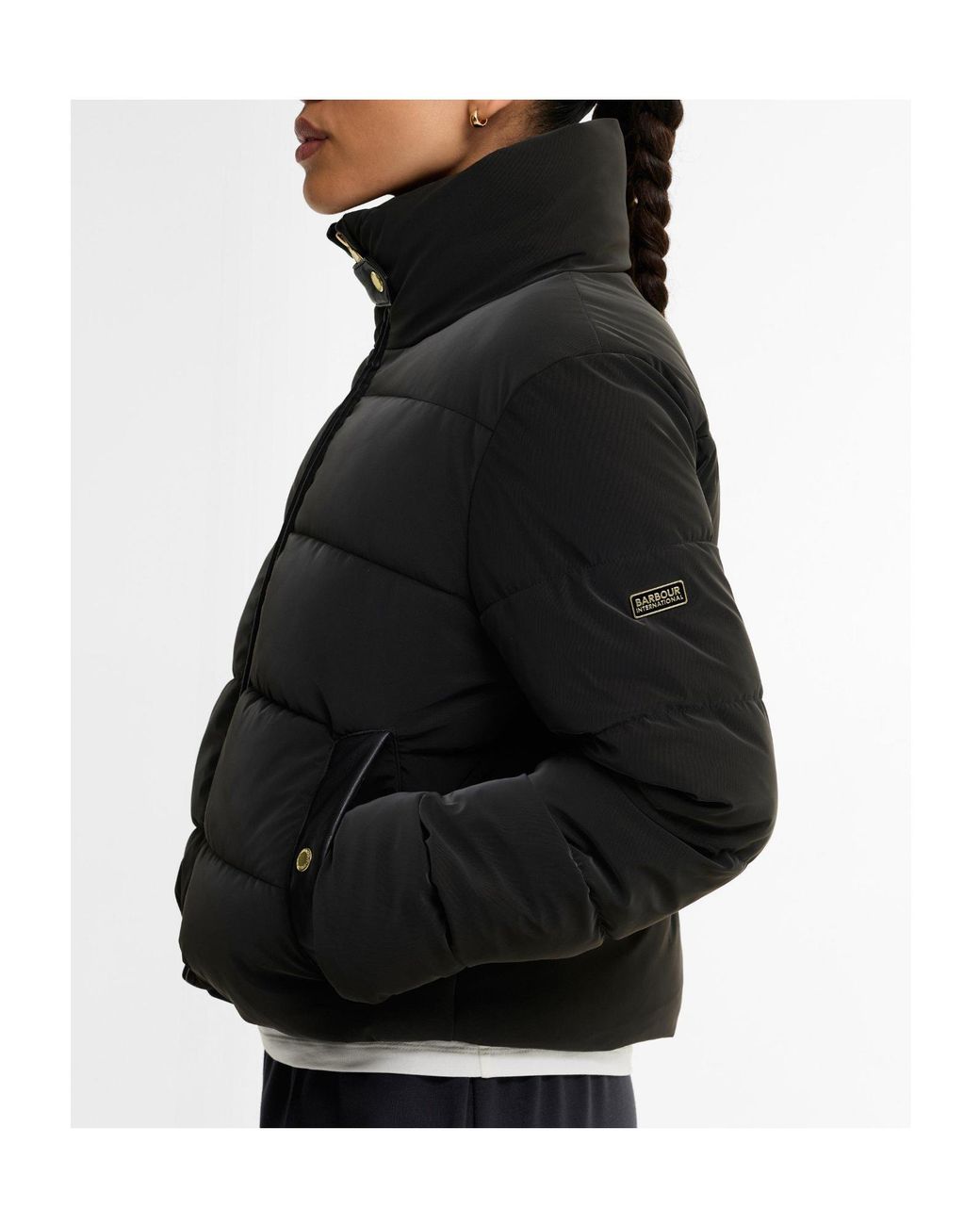 Barbour Black Cropped Velvet Puffer Jacket