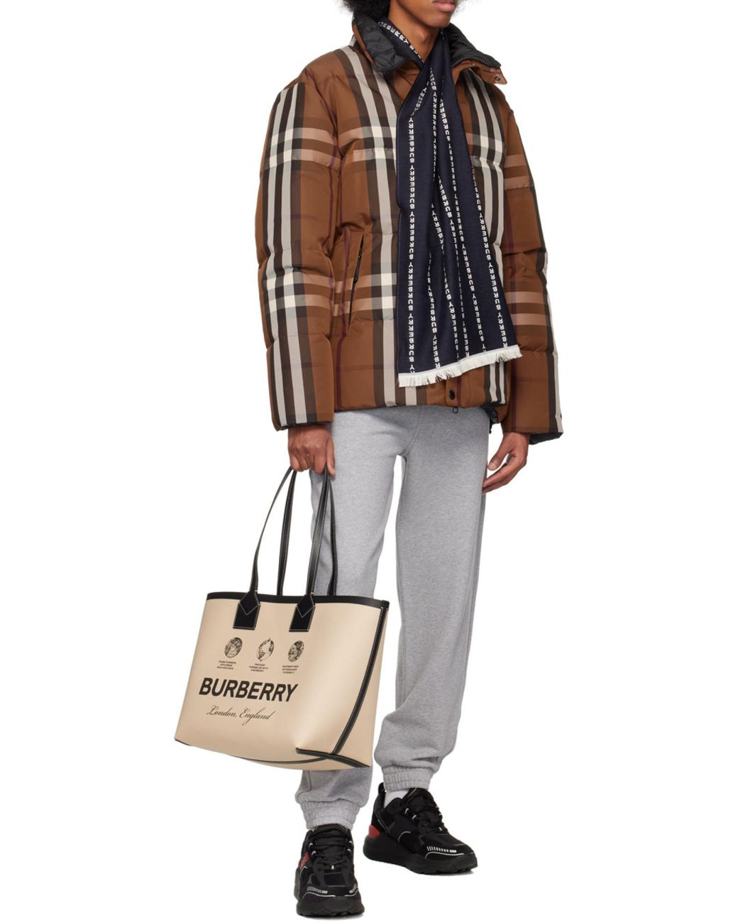 Burberry Natural Logo Printed Top Handle Bag