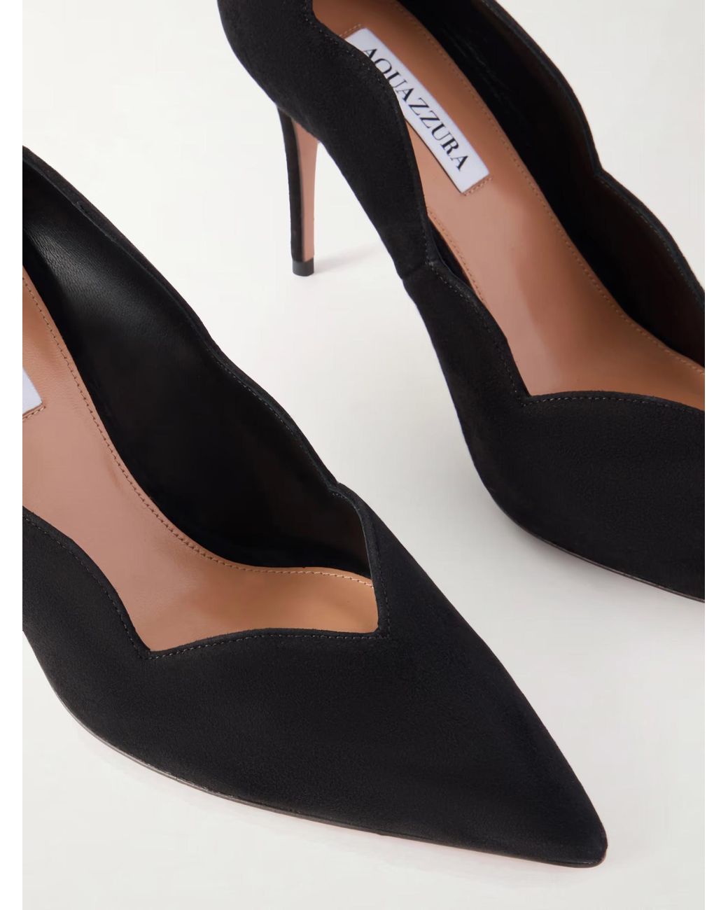 Aquazzura Black Fan-Shaped Suede High Heels