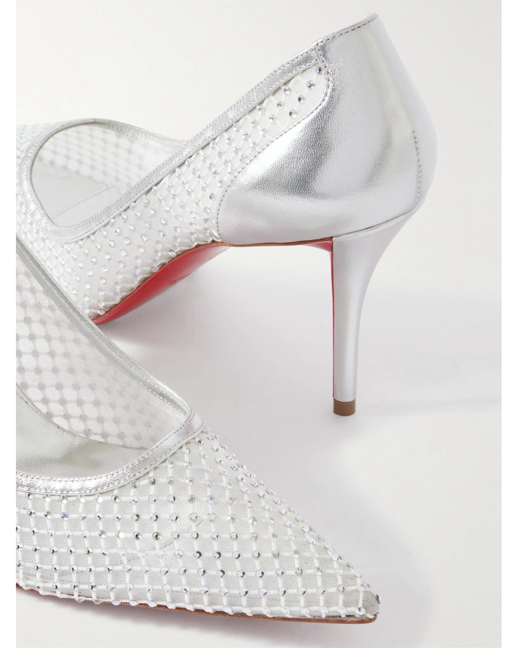 Christian Louboutin White Apostropha 80 Crystal-Embellished Mesh Pumps