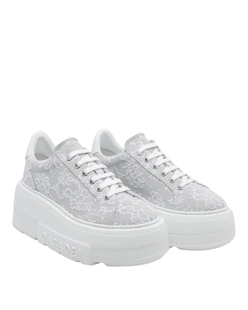 Casadei Gray Nexus Rigel Lace Platform Low-Tops
