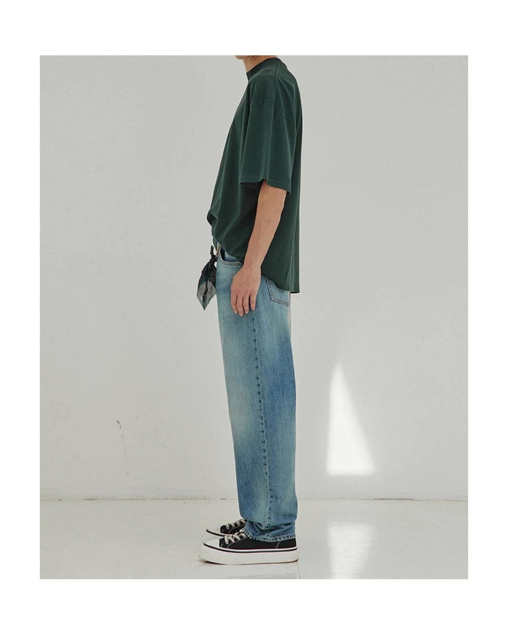 DARKPARK Green Mick Slit Crew Neck T-Shirt for men