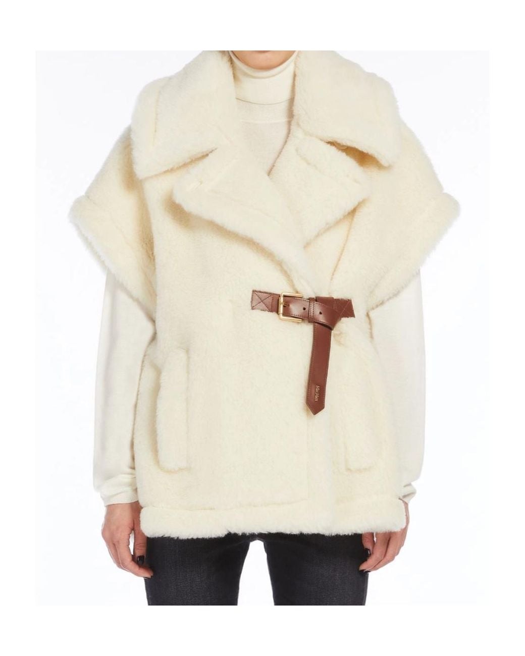 Max Mara White Alpaca And Wool Teddy Cape