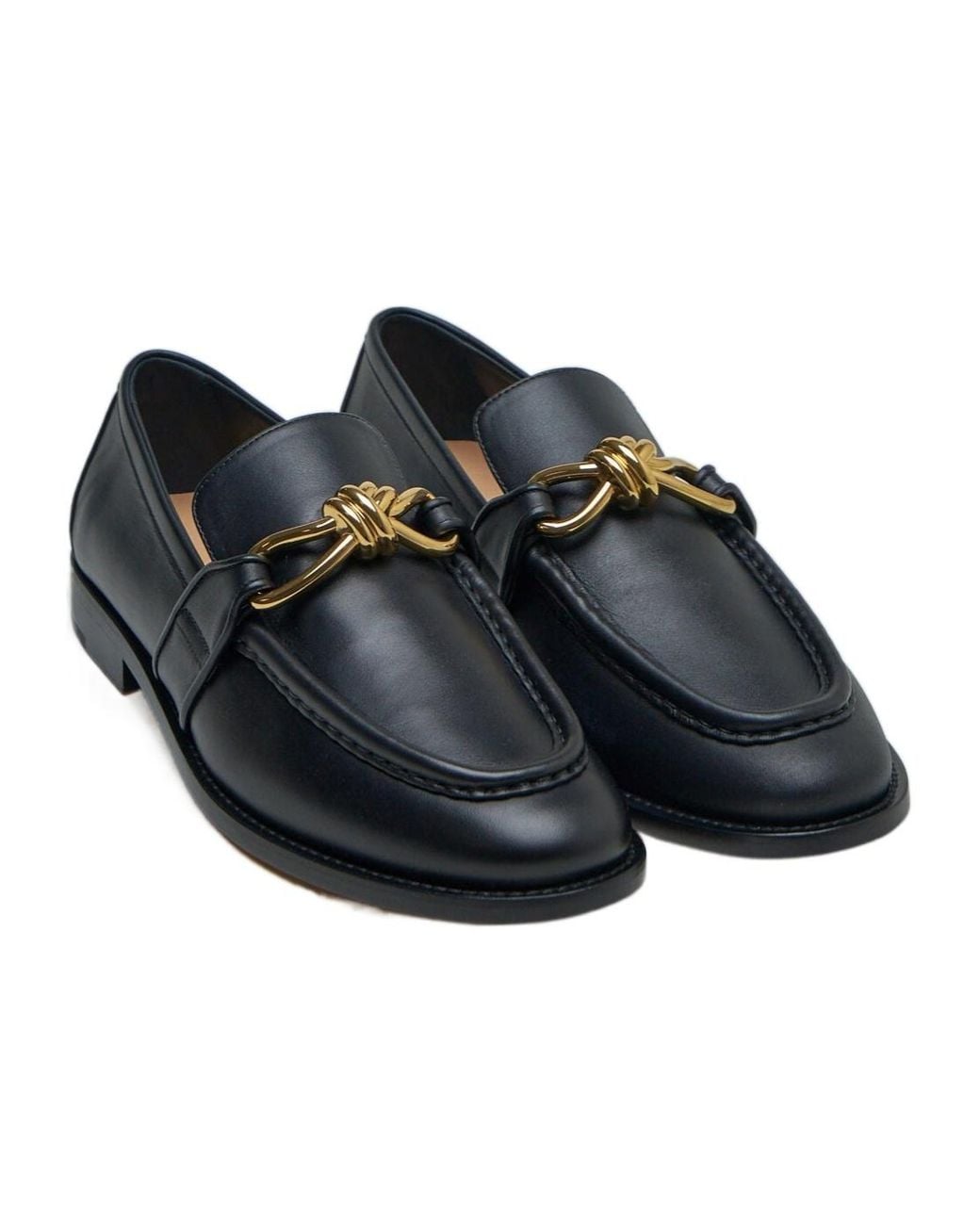 Bottega Veneta Black Round Head Loafer Shoes for men