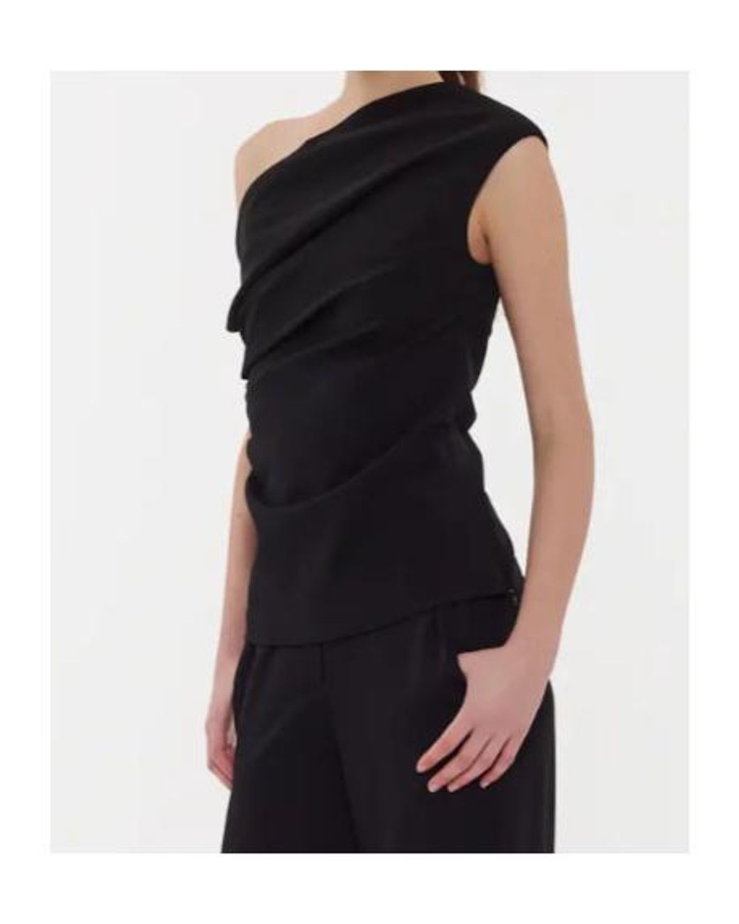 P.A.R.O.S.H. Black One-Shoulder Blouse