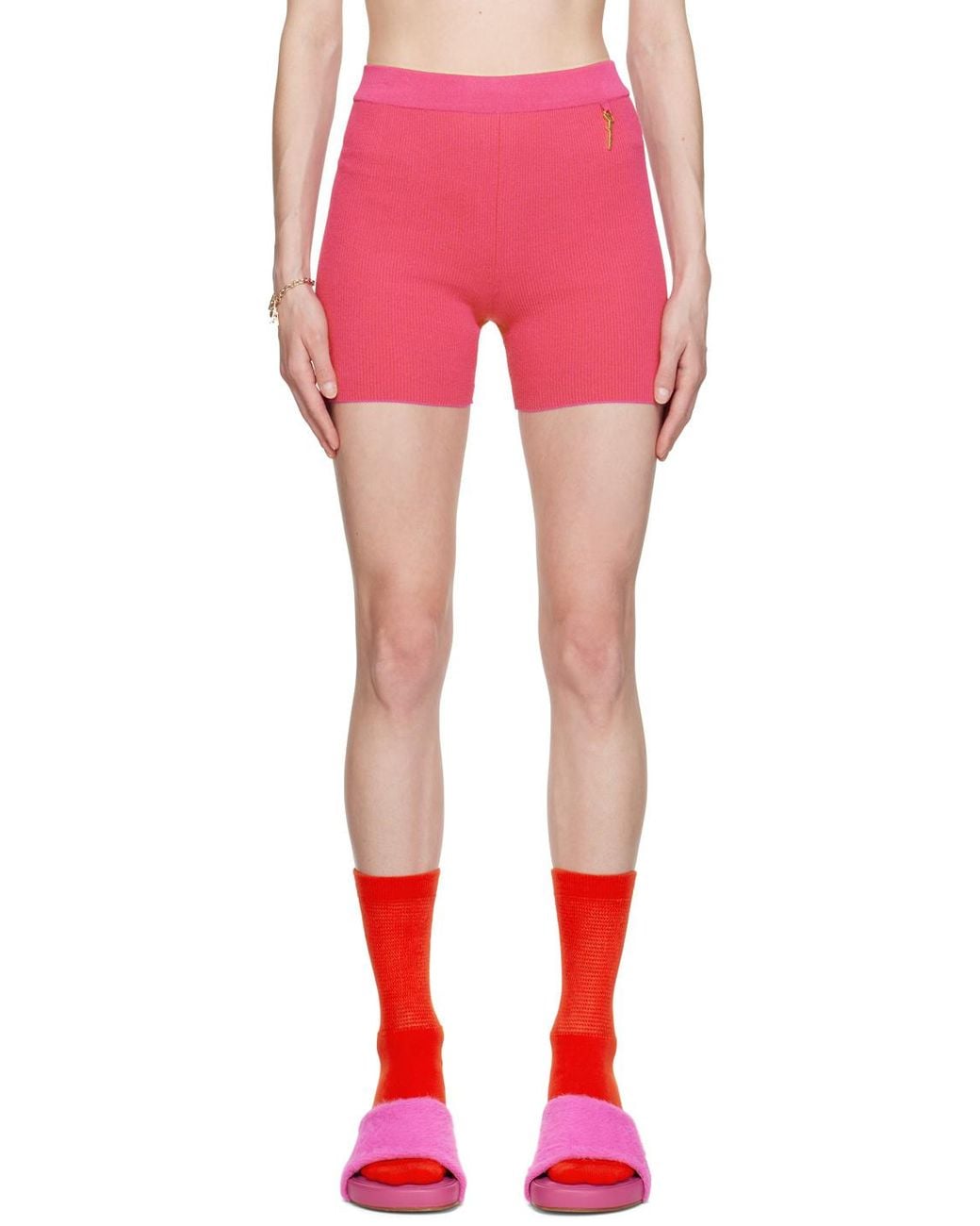 Jacquemus Pink Charm Logo Knit Shorts