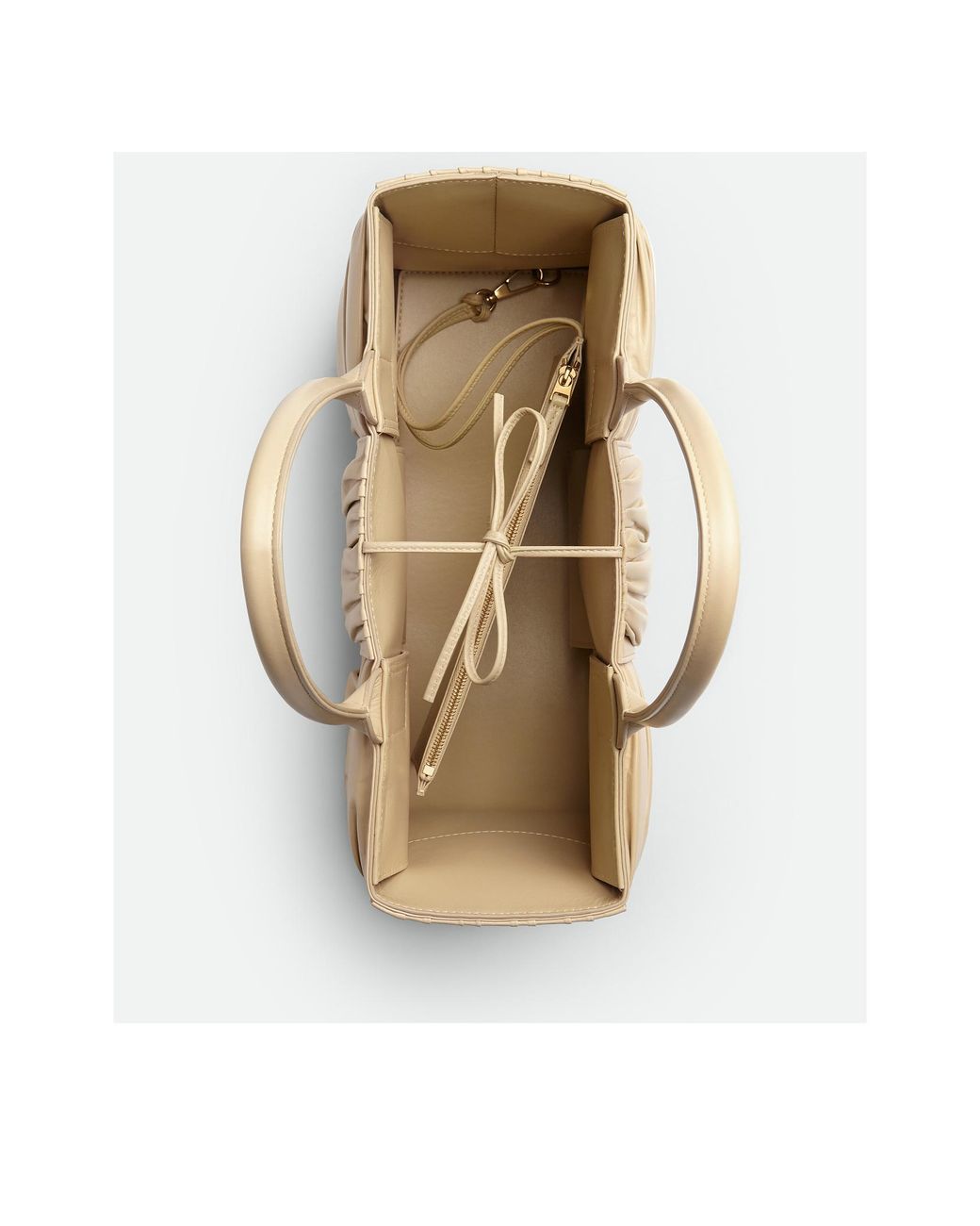 Bottega Veneta Natural Arco Woven Pleated Tote Bag
