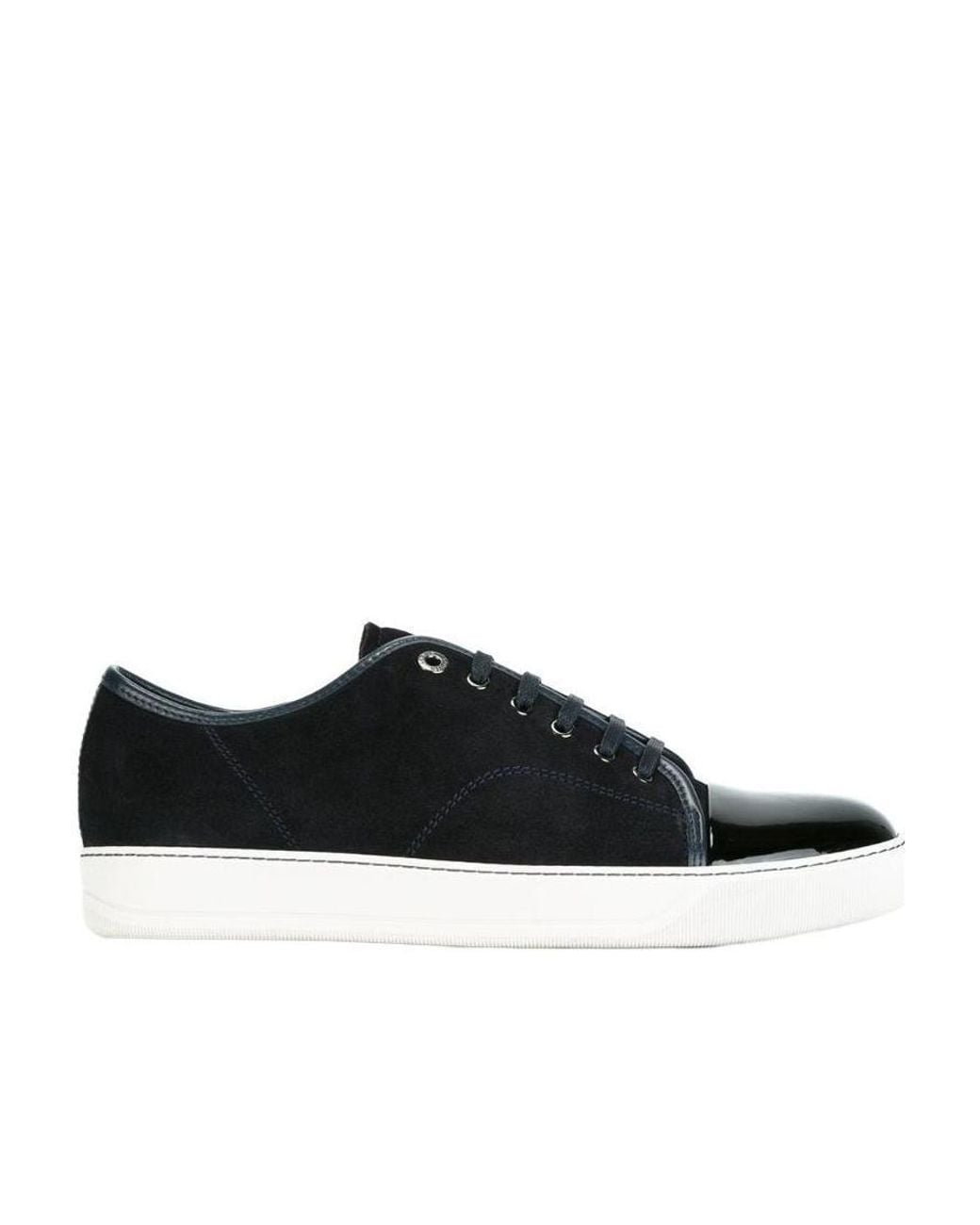 Lanvin Black Dbb1 Patent-Toe Low-Top Sneakers for men