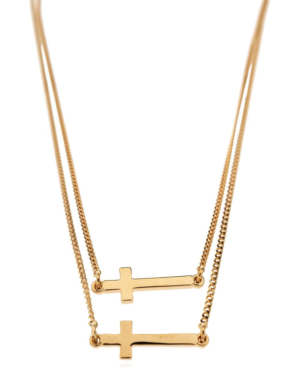 DSquared² White Layered Cross Pendant Necklace for men