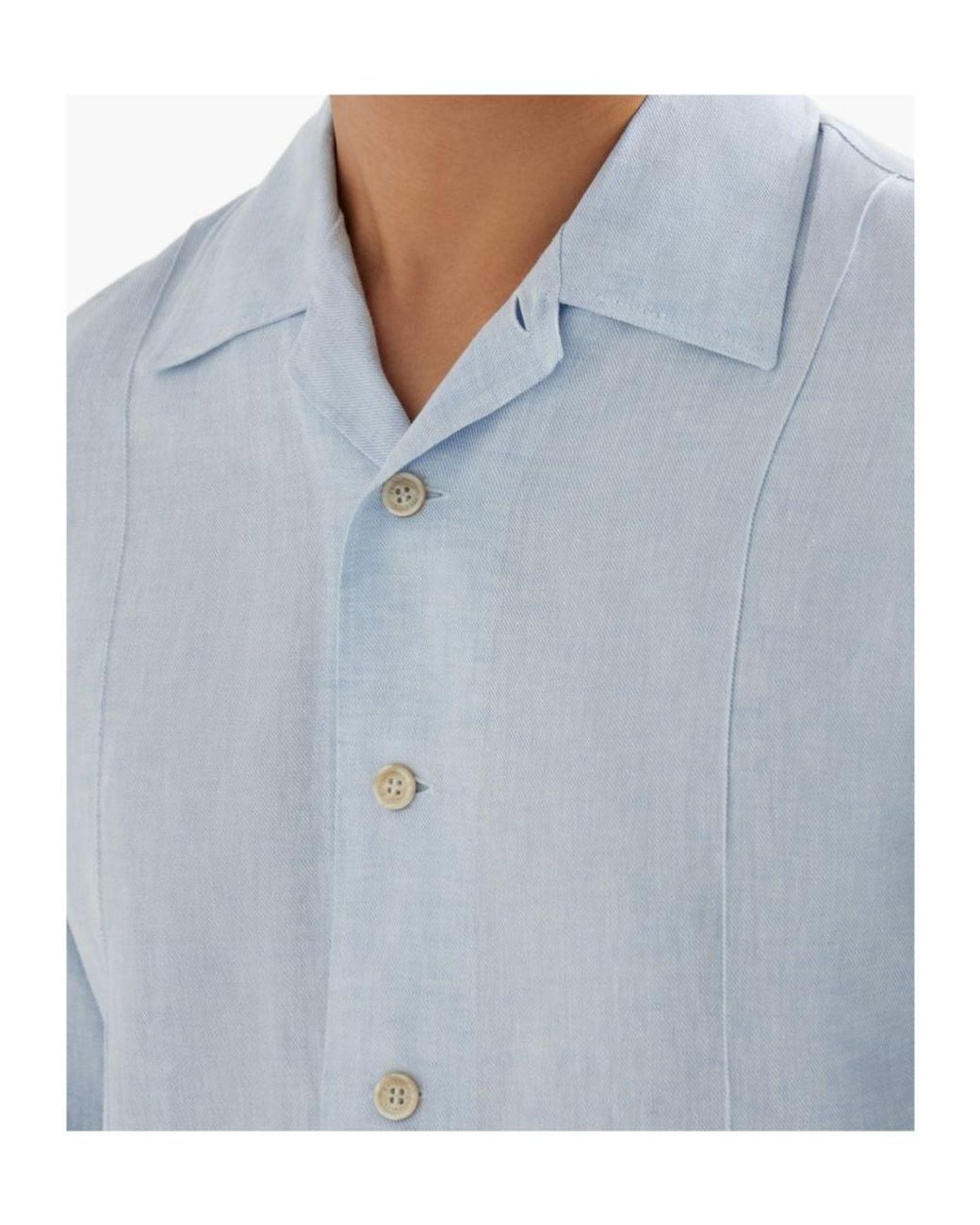Brunello Cucinelli Blue Crete Detail Shirt for men
