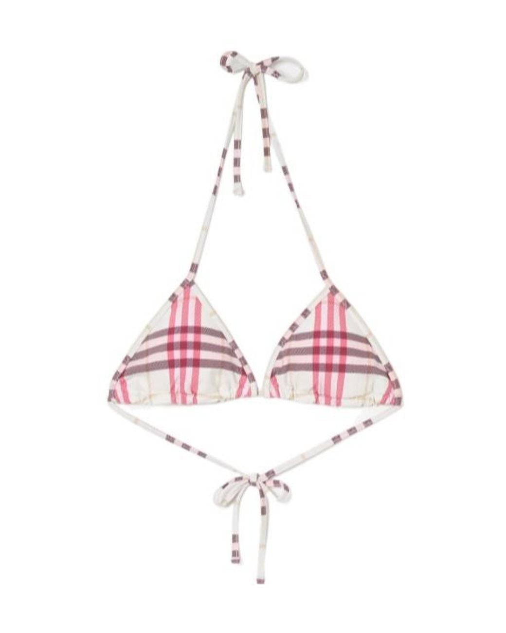 Burberry Pink Checked Halterenck Bikini Top