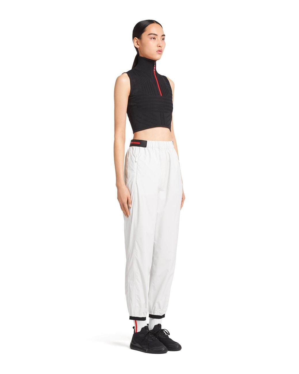 Prada White Light Nylon Wide-Leg Pants