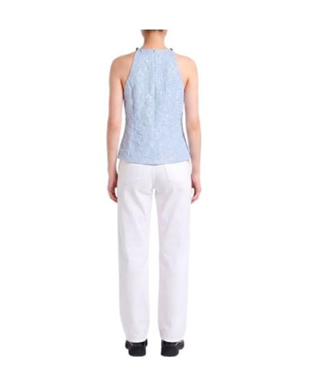 Ganni Blue Solid Sleeveless Top