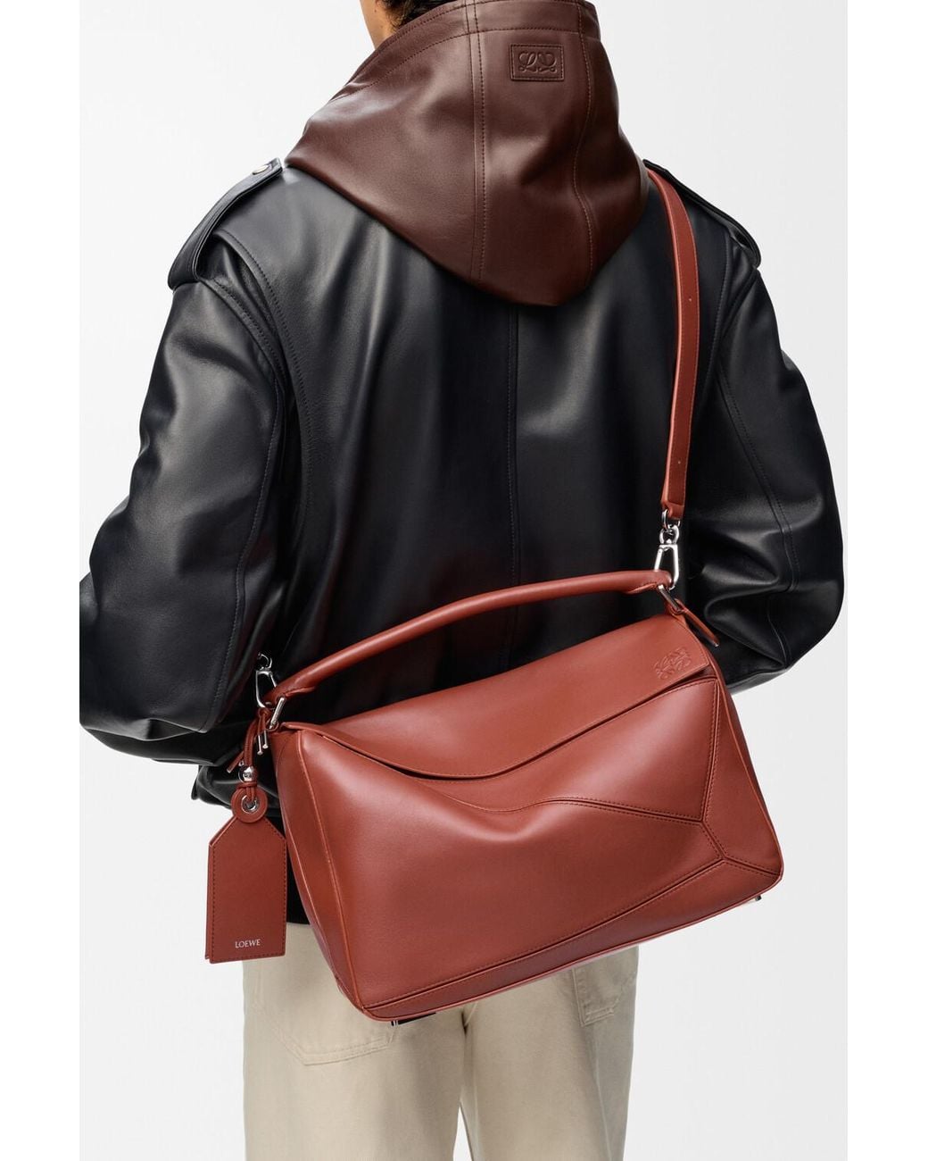 Loewe Red Large Featherlight Puzzle Bag for men