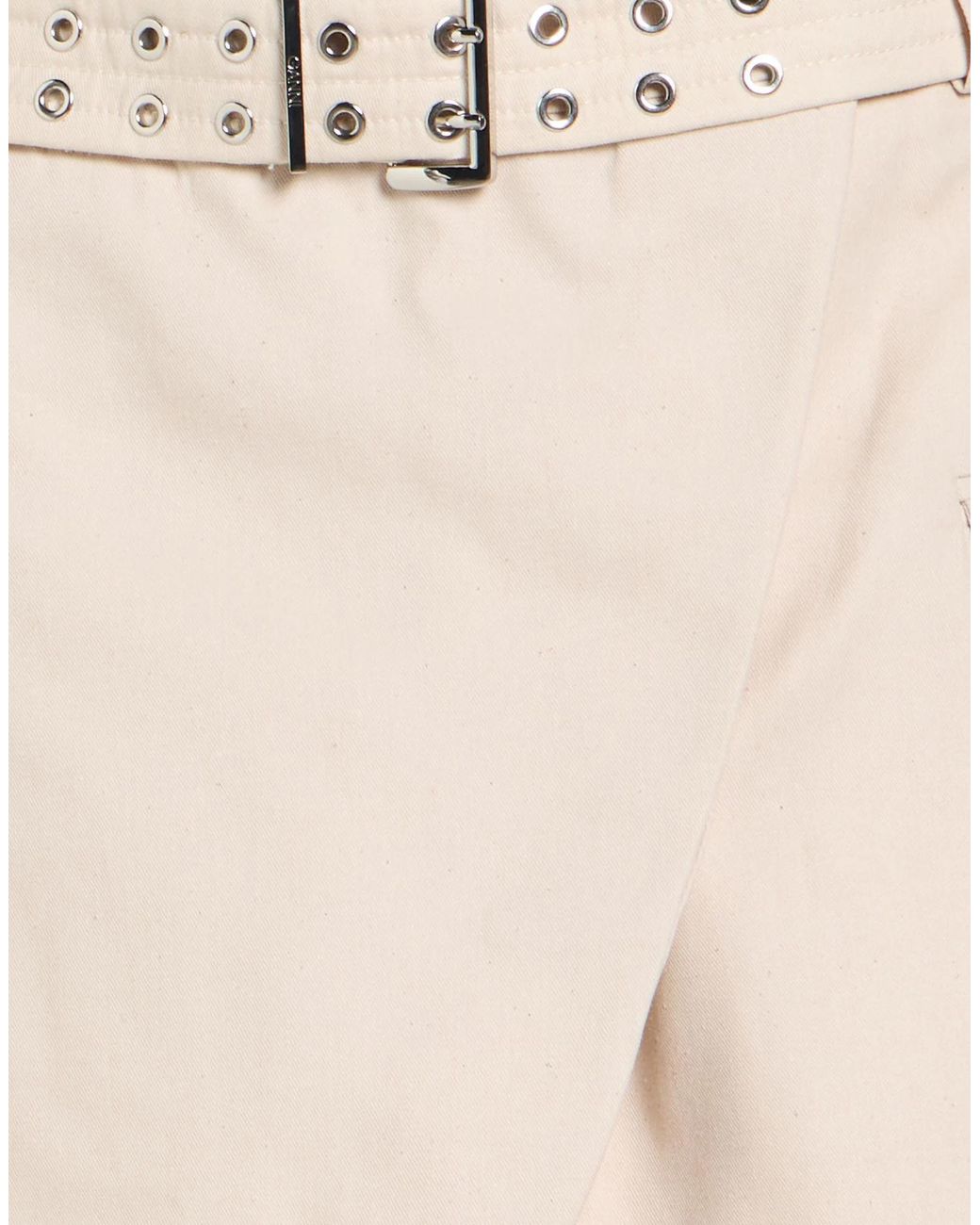 Ganni Natural Solid-Colored Twill Midi Skirt