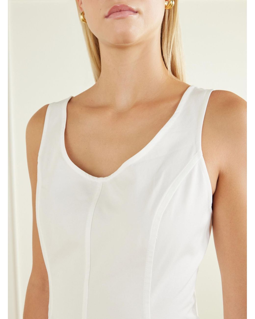 Brandon Maxwell White Poppy Cotton-Poplin Mini Dress