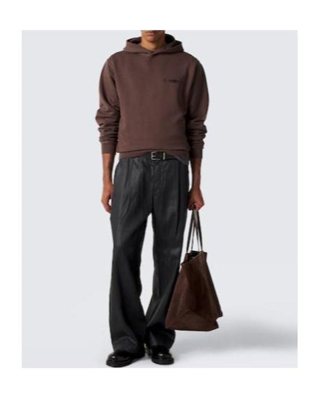 Jacquemus Brown Logo Cotton Fleece Hoodie for men