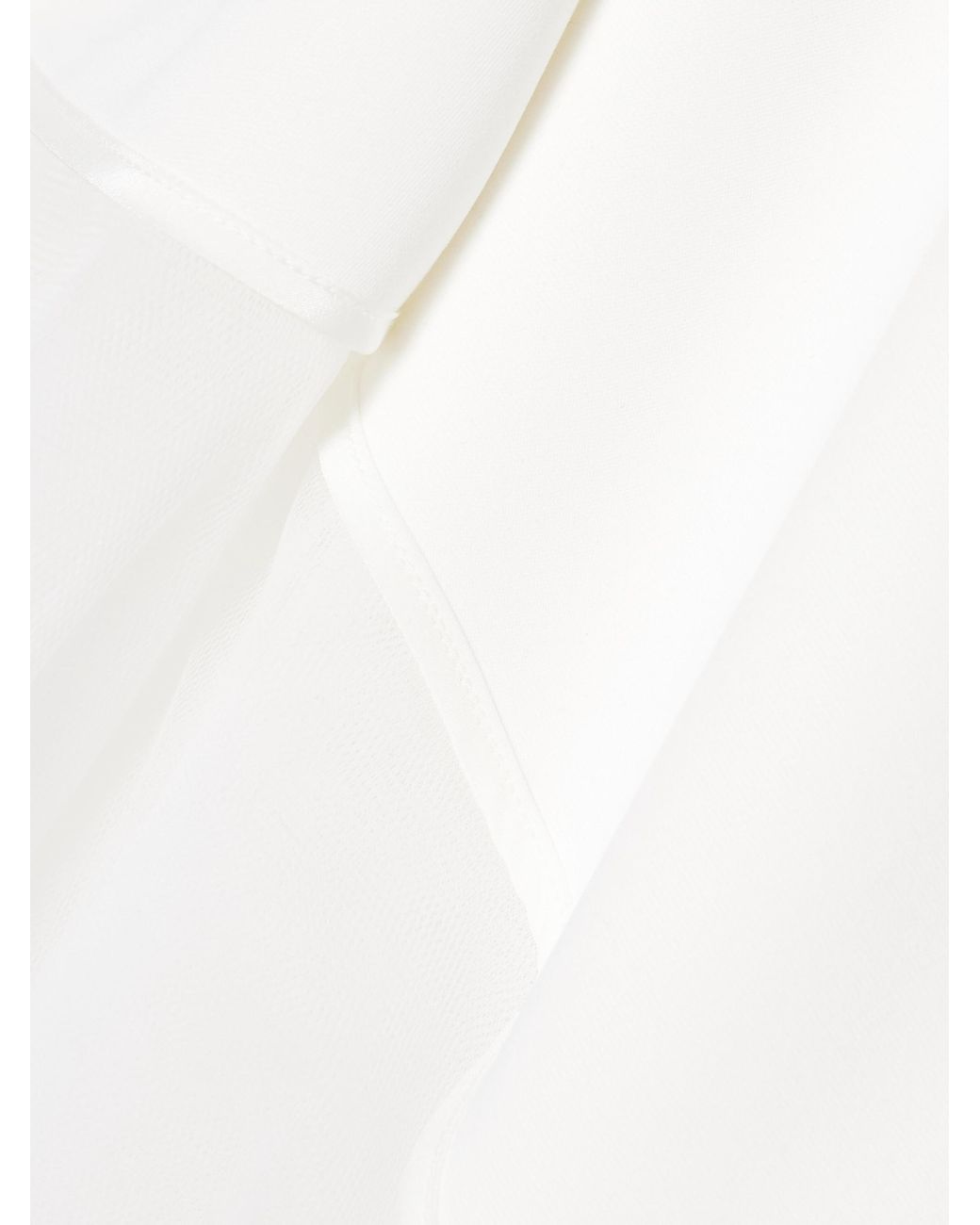Maticevski White Asymmetrical Strapless Tulle-Trim Gown